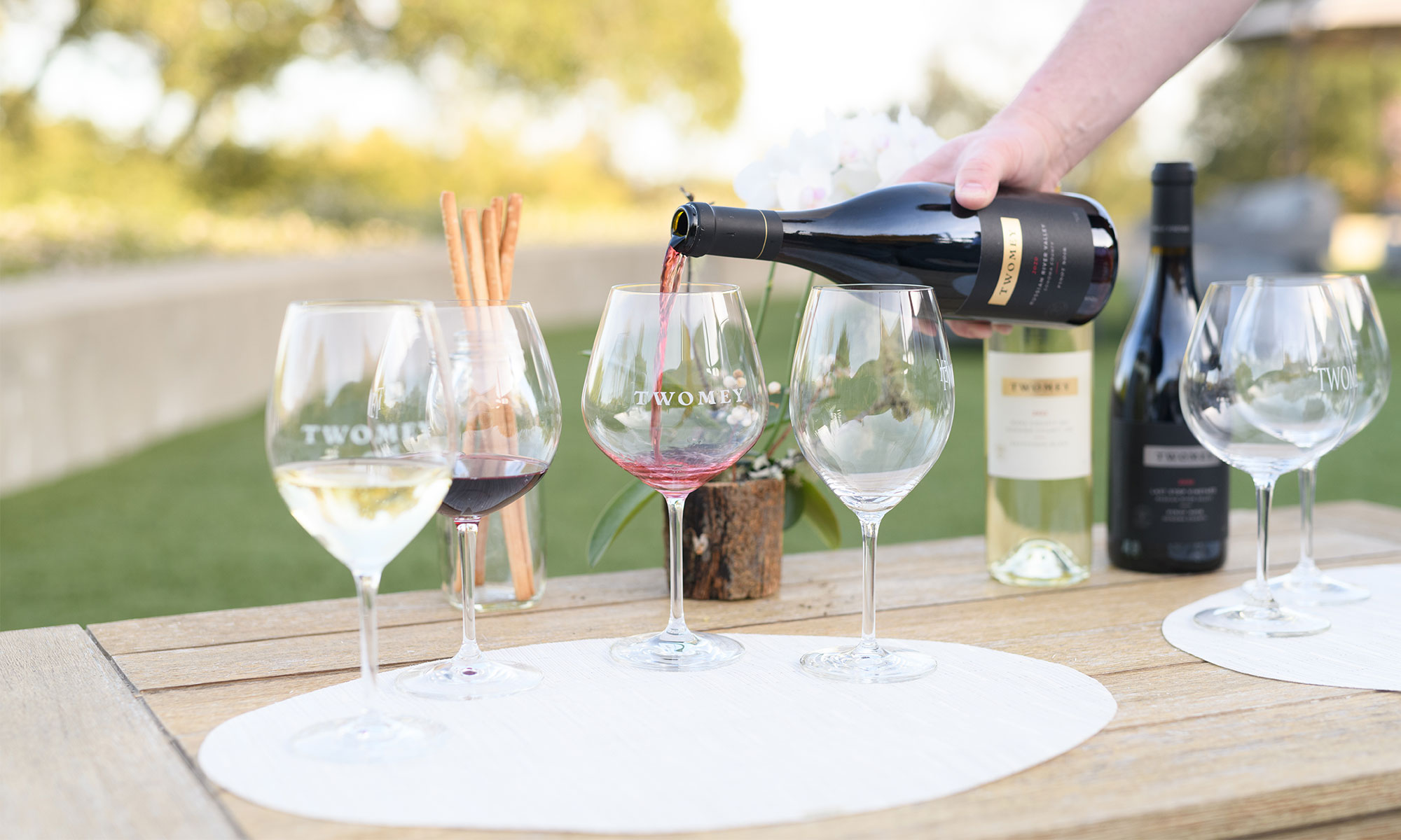 Wine glasses on a table