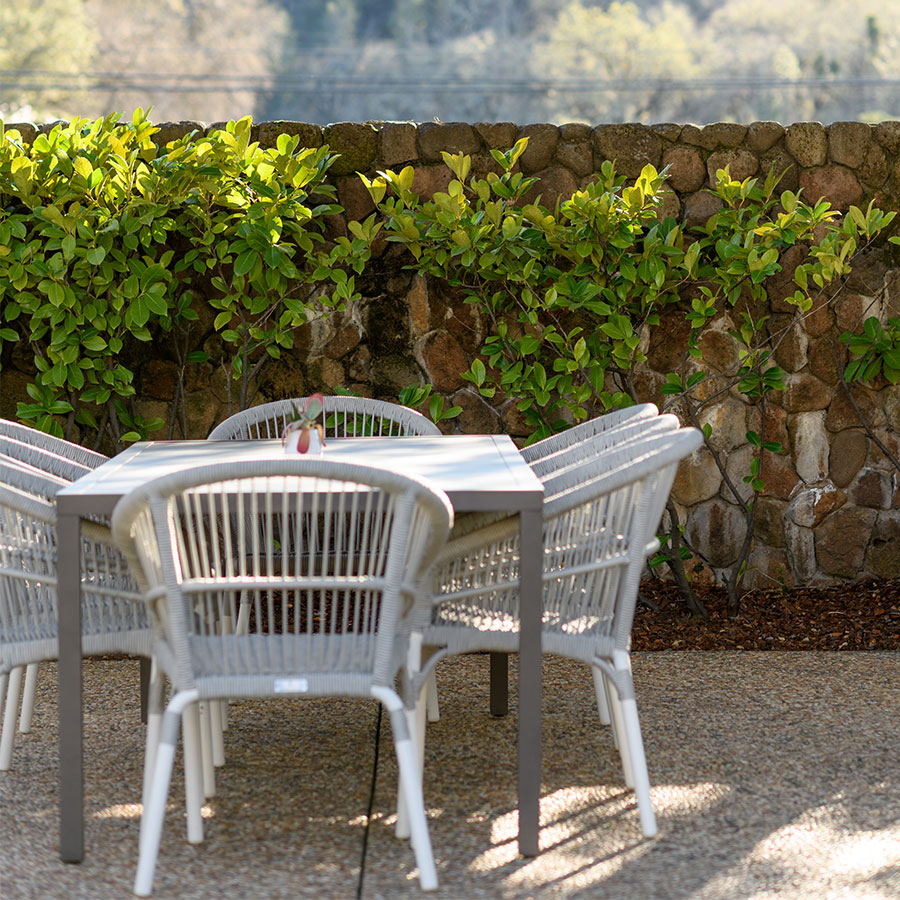 Outdoor patio seating at Twomey Calistoga